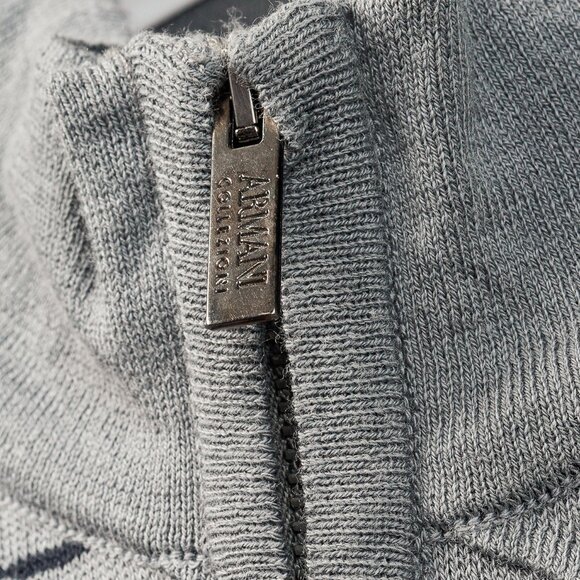 Armani Collezioni Grey Geometric Textured-Knit Zip Jacket - Picture 4 of 10